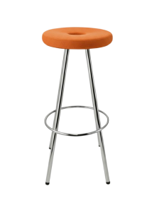 Used Martela stool/bar stool orange, upholstered seat, chrome legs