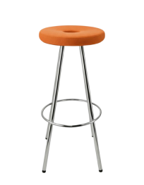 Used Martela stool/bar stool orange, upholstered seat, chrome legs