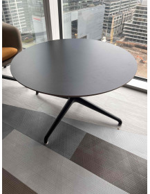 Used Round Coffee Table, Black, 85 cm Diameter, Metal Leg