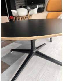 Used Round Coffee Table, Black, 85 cm Diameter, Metal Leg