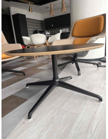 Used Round Coffee Table, Black, 85 cm Diameter, Metal Leg