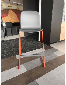 Used Cavatino Steelcase Bar Stool, Gray Seat, Orange Legs, 75 cm