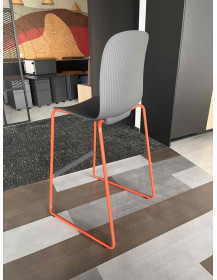 Used Cavatino Steelcase Bar Stool, Gray Seat, Orange Legs, 75 cm