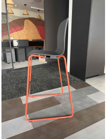 Used Cavatino Steelcase Bar Stool, Gray Seat, Orange Legs, 75 cm