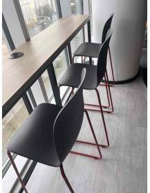 Used Cavatino Steelcase Bar Stool, Gray Seat, Orange Legs, 75 cm