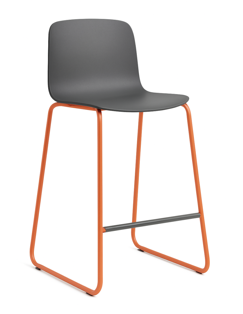 Used Cavatino Steelcase Bar Stool, Gray Seat, Orange Legs, 75 cm