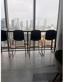 Used high bar table with media port