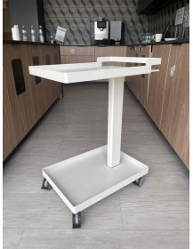 Used Rolling Tray, White Metal Bar Cart