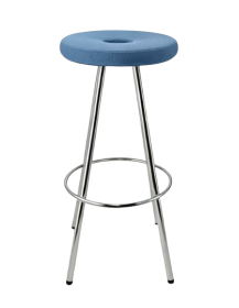 Used Martela stool/bar stool blue, upholstered seat, chrome legs
