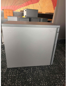 Used Gray Mobile Pedestal – Black Wheels