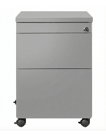 Used Gray Mobile Pedestal – Black Wheels