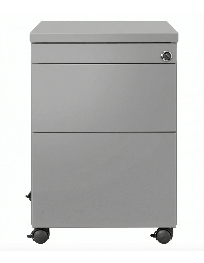Used Gray Mobile Pedestal – Black Wheels