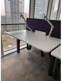 Used double electric desk Herman Miller Ratio sit-stand, white top