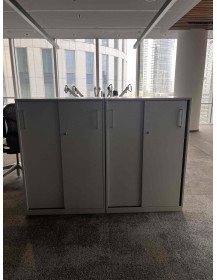 Used Steelcase Low Office Cabinet with Sliding Doors, W 80 cm × D 43 cm × H 117 cm