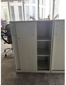 Used Steelcase Low Office Cabinet with Sliding Doors, W 80 cm × D 43 cm × H 117 cm