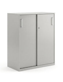 Used Steelcase Low Office Cabinet with Sliding Doors, W 80 cm × D 43 cm × H 117 cm