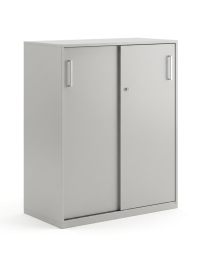 Used Steelcase Low Office Cabinet with Sliding Doors, W 80 cm × D 43 cm × H 117 cm
