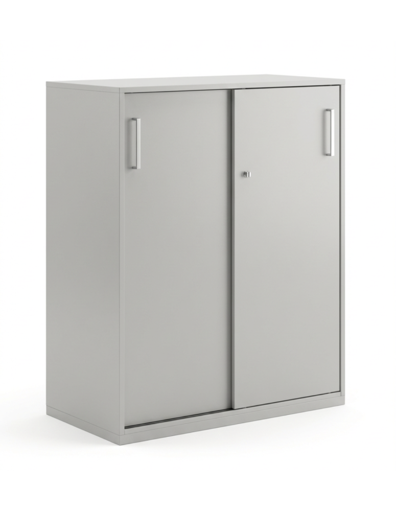 Used Steelcase Low Office Cabinet with Sliding Doors, W 80 cm × D 43 cm × H 117 cm
