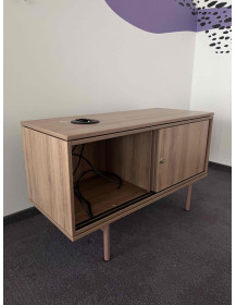 Used Wooden TV Cabinet on Legs with Sliding Doors