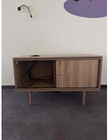 Used Wooden TV Cabinet on Legs with Sliding Doors
