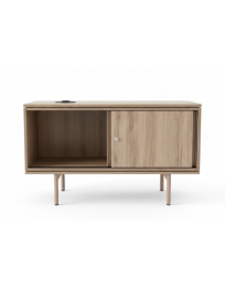 Used Wooden TV Cabinet on Legs with Sliding Doors