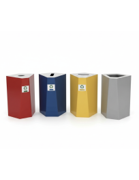 Used set of bins for office waste sorting – 4 colors