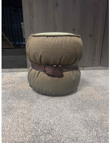 Used Green Moroso Ottoman with Brown Diesel Leather Strap