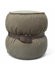 Used Green Moroso Ottoman with Brown Diesel Leather Strap