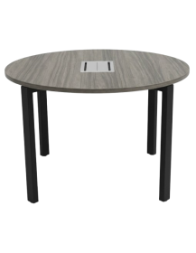 Used Small Round Conference Table with Media Port Dark Wood