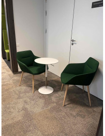 Used Upholstered Kitchen Chair Green with Wooden Legs