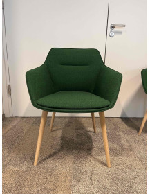 Used Upholstered Kitchen Chair Green with Wooden Legs