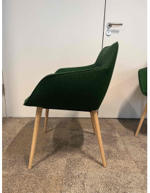 Used Upholstered Kitchen Chair Green with Wooden Legs