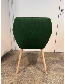 Used Upholstered Kitchen Chair Green with Wooden Legs