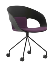 Used DELI chair by Skandiform, black and purple, on wheels