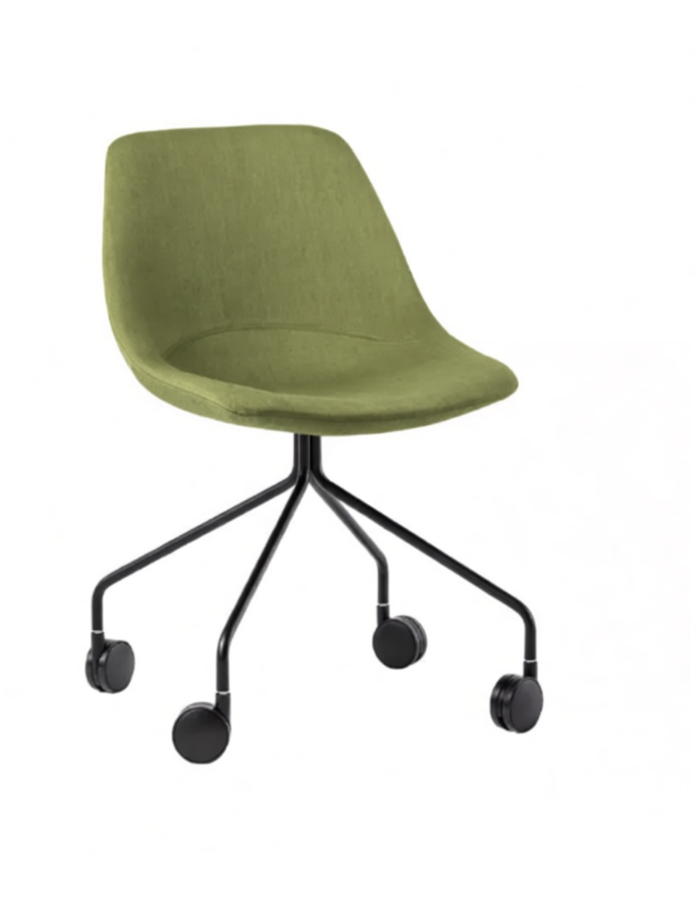 Used Noti Mishell Conference Chair on Wheels, Green Upholstery