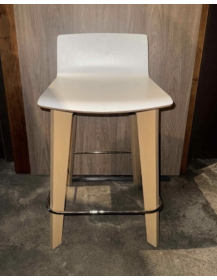 Used Vank Krak barstool, wooden legs, white plywood seat