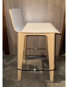 Used Vank Krak barstool, wooden legs, white plywood seat