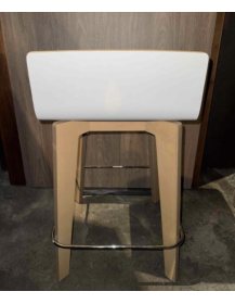 Used Vank Krak barstool, wooden legs, white plywood seat