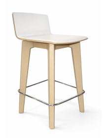 Used Vank Krak barstool, wooden legs, white plywood seat