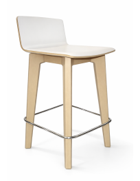 Used Vank Krak barstool, wooden legs, white plywood seat