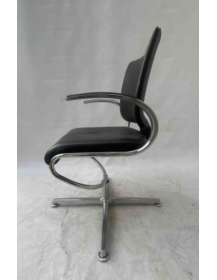 Used Dauphin InTouch IT 5409 conference chair, black eco-leather, silver base