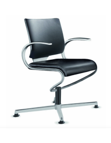 Used Dauphin InTouch IT 5409 conference chair, black eco-leather, silver base