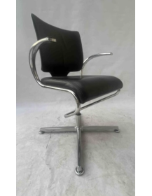 Used Dauphin InTouch IT 5409 conference chair, black eco-leather, silver base