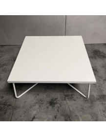 Used square coffee table 90x90 cm, low, white top, metal legs