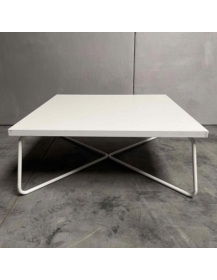 Used square coffee table 90x90 cm, low, white top, metal legs