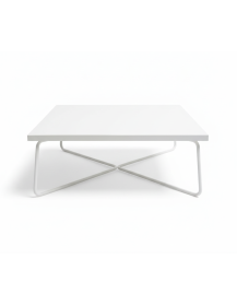 Used square coffee table 90x90 cm, low, white top, metal legs