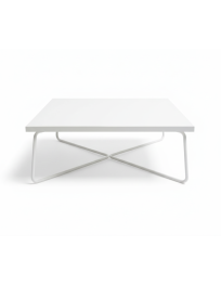 Used square coffee table 90x90 cm, low, white top, metal legs