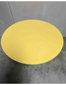 Used Round Coffee Table – Yellow, 75 cm Diameter, Single Silver Leg