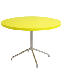 Used Round Coffee Table – Yellow, 75 cm Diameter, Single Silver Leg