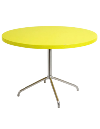 Used Round Coffee Table – Yellow, 75 cm Diameter, Single Silver Leg